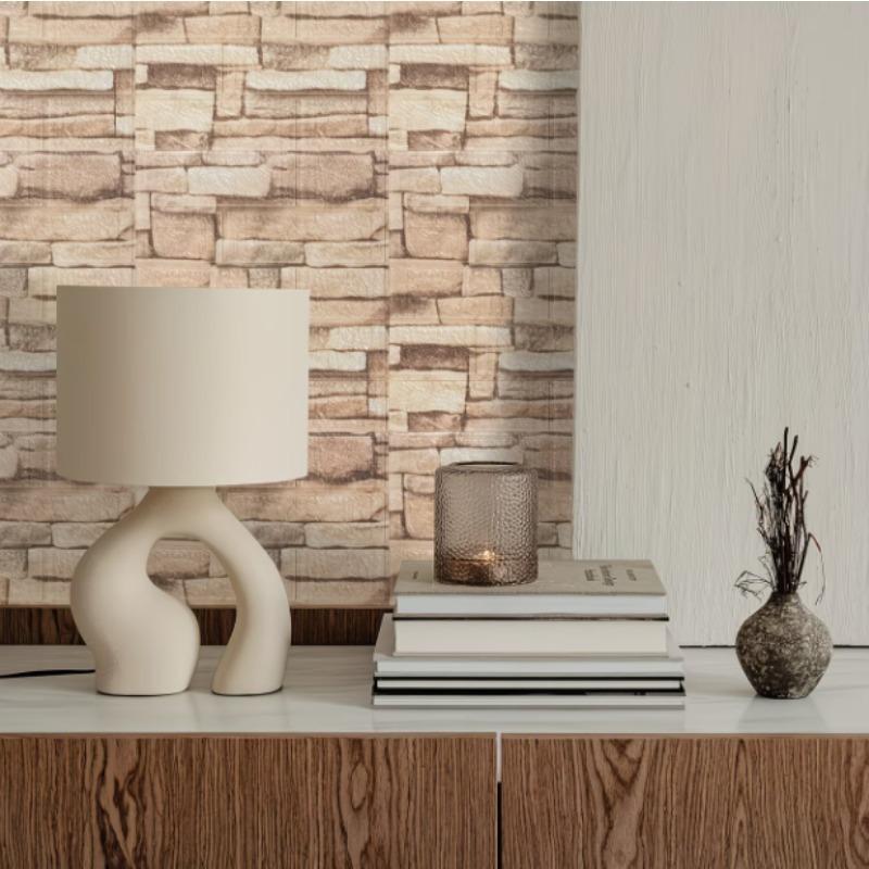 3D brick patterned wallpaper waterproof 38.5X35cm retro color self-adhesive living room wall sticker