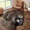 African Queen Portrait Round Area Rug For Living Room Bedroom Luxury Gold Large Carpet Home Non-slip Floor Mat Aesthetic Rug