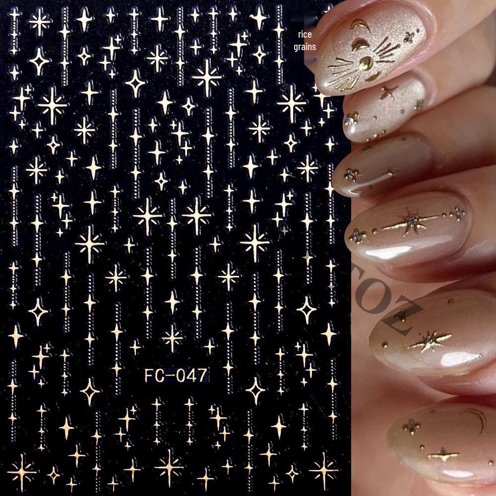 Iridescent Gold Starburst & Dots Nail Art Stickers – Women's Fantasy DIY Decals