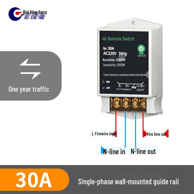 Ruixingyang 4G 220V Remote Control Switch 1 Year Data (White)