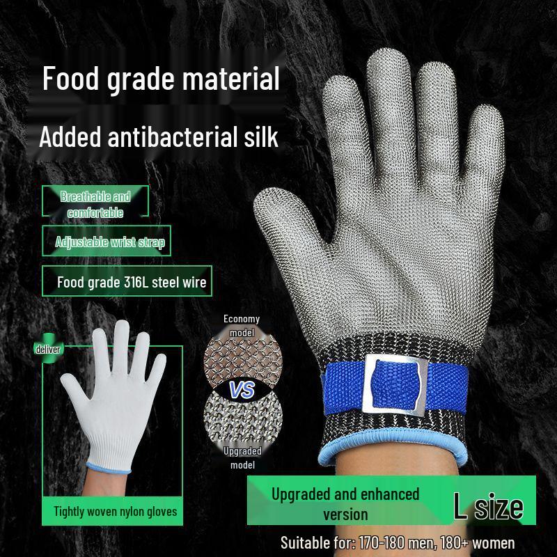 

Кухонні рукавички з нержавіючої сталі 9 рівня захисту від порізів для чищення риби та нарізання овочів