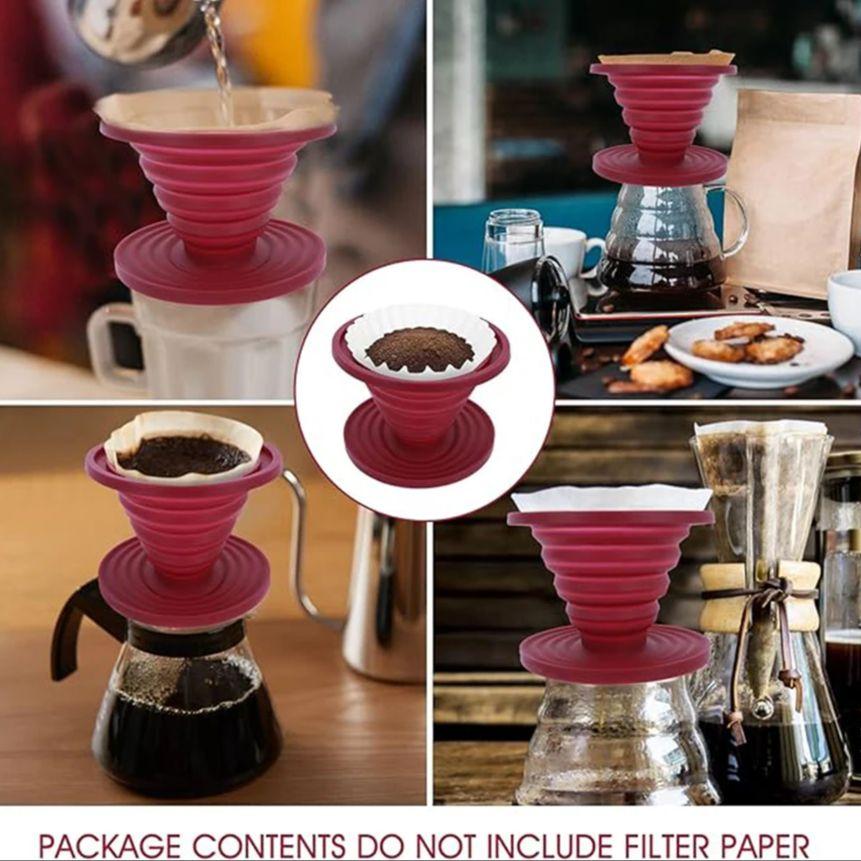 Coffee Dripper Collapsible Reusable Silicone Portable Pour Over Coffee Maker for Outdoor Travel Hiking Camping Xmas Holiday Gift