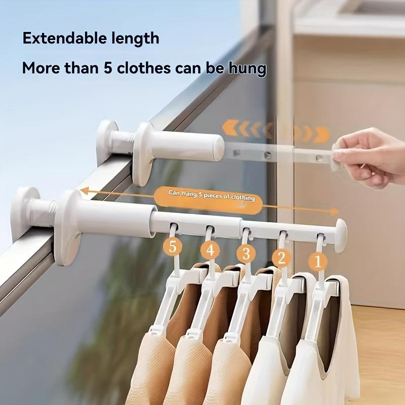 1-3pc Travel Telescopic Clothes Rack Adjustable Window Frame Drying Rack No Drill Portable Retractable Clothes Hang Drying Racks