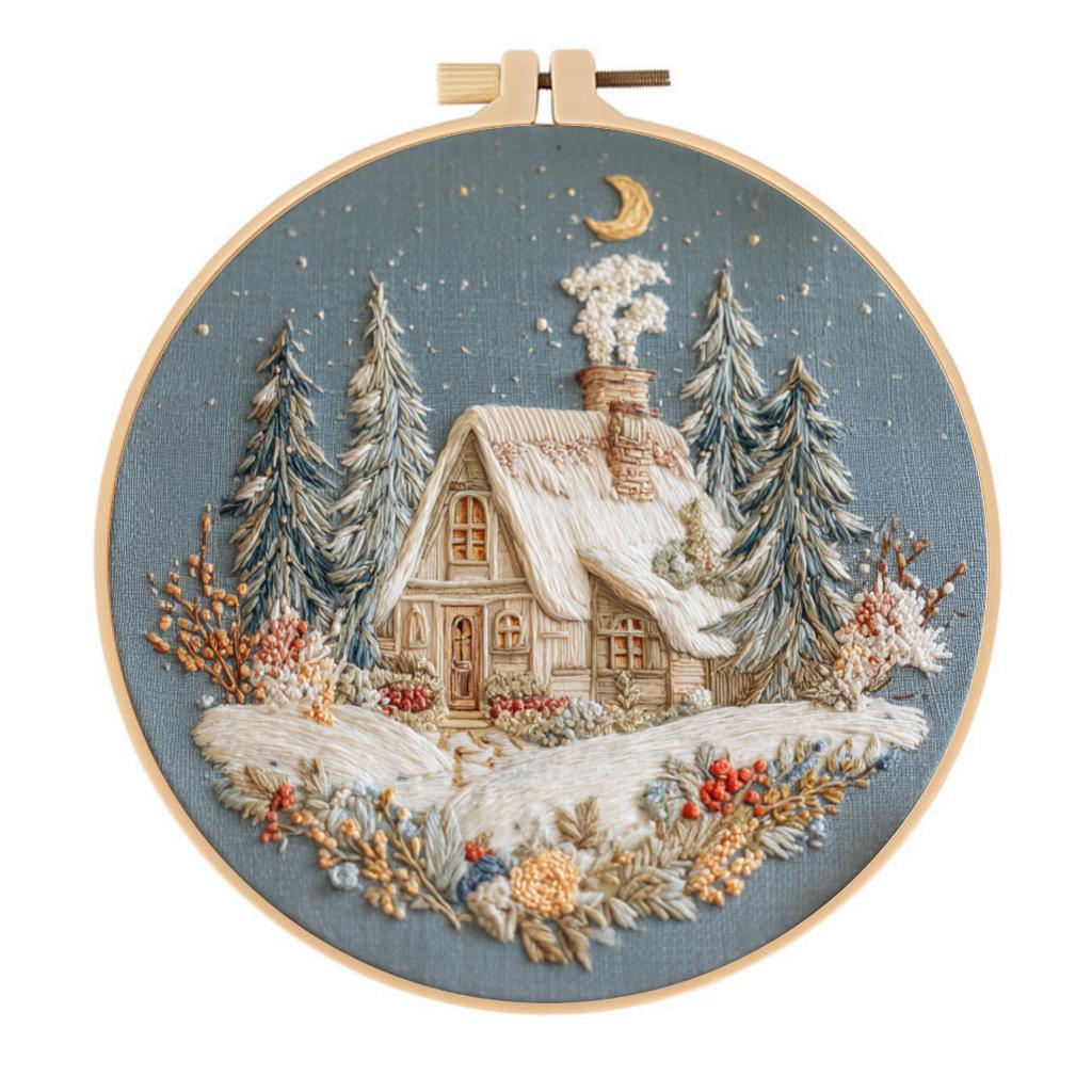 1set Christmas Snow Scene DIY Cross Stitch Kit - Suitable for Beginners, Includes Tools, Stitch Tutorial, and Embroidery Fabric Material Set