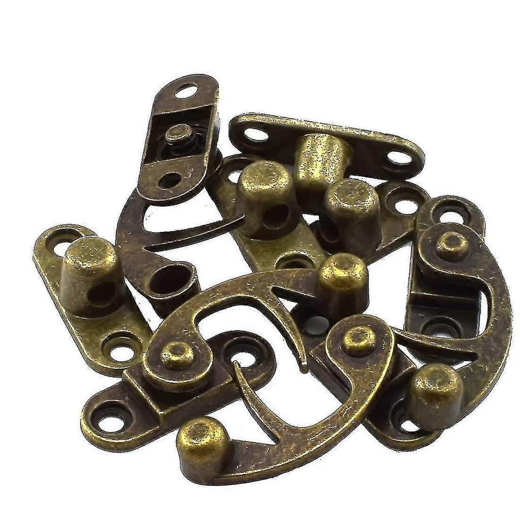 12 Pcs Antique Right Hook Hasp Latch Retro Swing Horn Lock Clasp With Mounting Screws, 1.1 X 1.3 In, Bronze - RiRi