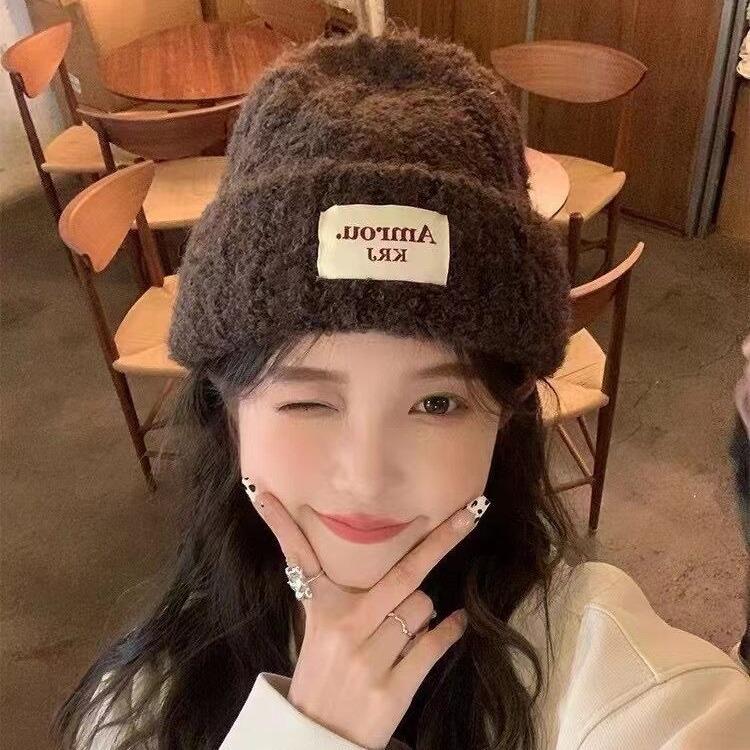 Knitted Hat for Women In Autumn and Winter Students' Thickened Warm Headband Ear Protection Cold Hat Small Woolen Hat Showing Face Trendy