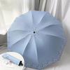 Ten-Bone Large Double Umbrella Small Fresh Sun Umbrella Vinyl Sun Protective Sun Shade Rain Dual-Use Triple Folding Umbrella Female Manual