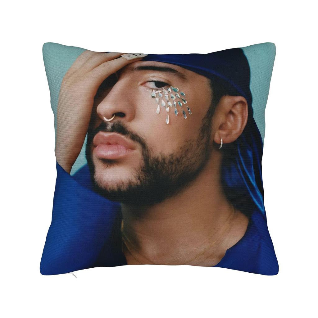Singer Bad Bunny Pillowcase Doublesided Printing Polyester Cushion Cover Decorative Throw Pillow Case Cover Home