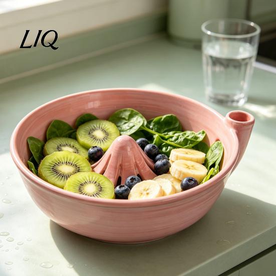 Self Cleaning Ceramic Produce Bowl Berry Rinsing with Integrated Drain, Vortex Automatic Fruit Washer Colander, Efficient for And Vegetable