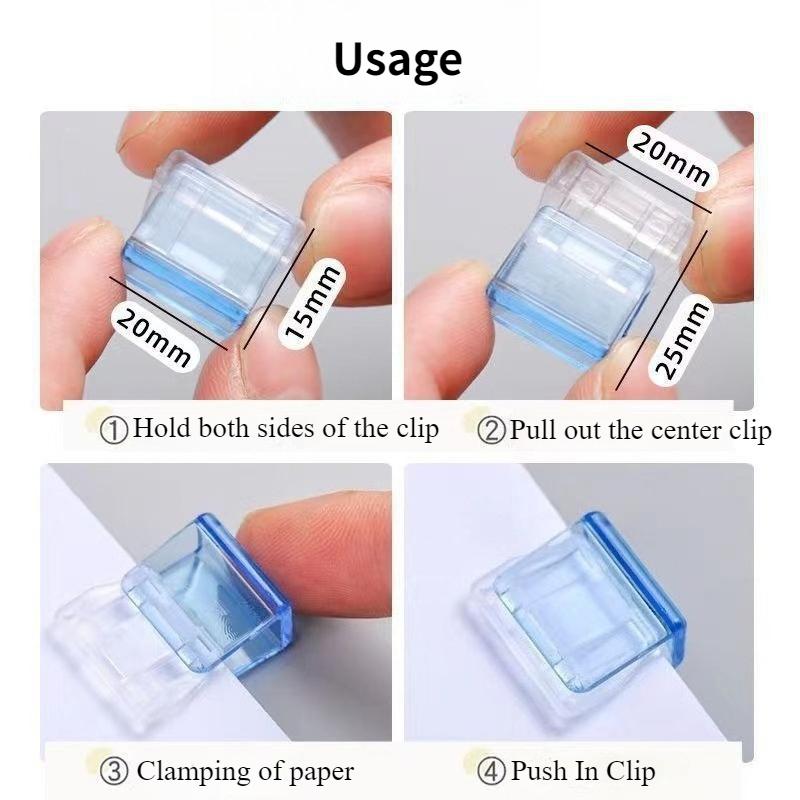 10pcs Colorful Transparent Seamless Push Push Clip Multifunctional File Paper Push Clip Fixed Small Clip Office Supplies Set
