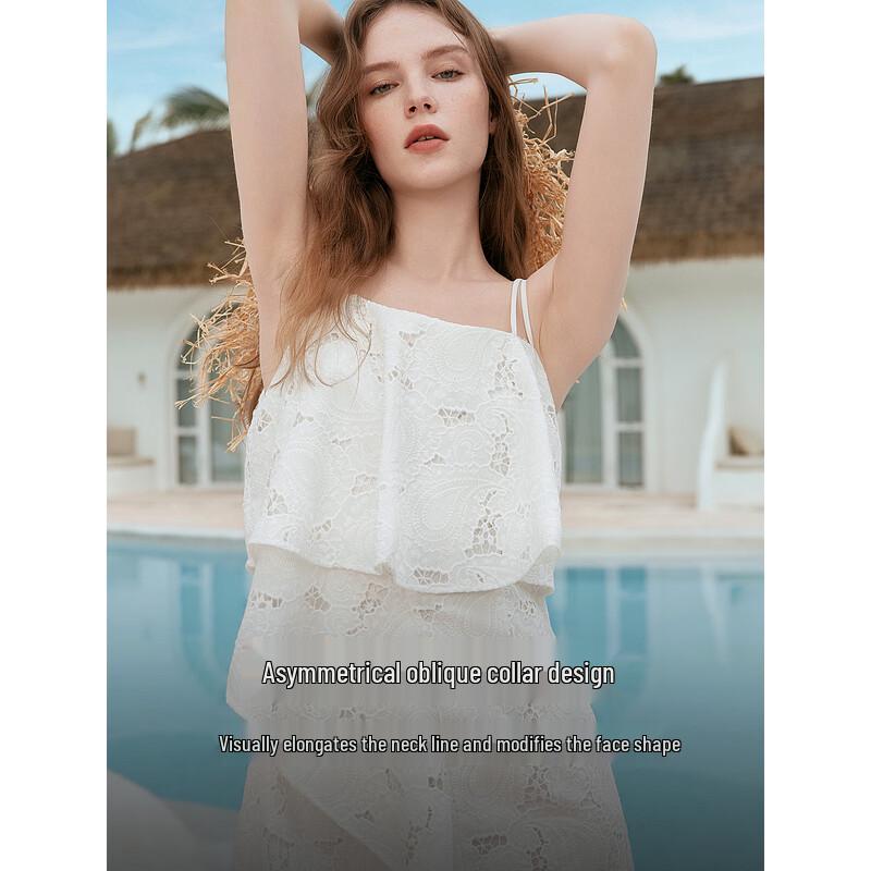ELLE French Resort Chiffon Ruffle Maxi Dress