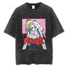 Kettensägenmann Power Anime Bedrucktes T-Shirt für Herren und Damen Gewaschenes T-Shirt Hohe Qualität Vintage Baumwoll-T-Shirt YK Tops