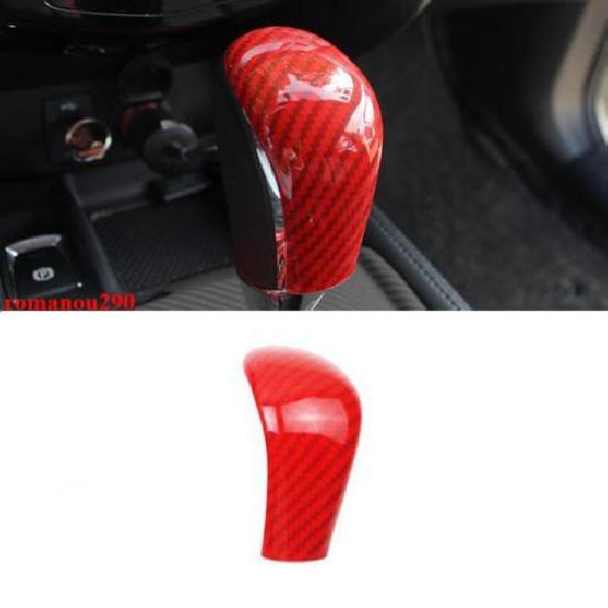 For Nissan Rogue 2014-20 Red Carbon Fiber Look Gear Lever Shift Knob Cover Trim
