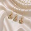 Cute Female Crystal Rainbow Zircon Stone Heart Pendant Necklace Vintage Gold Color Wedding Jewelry For Women