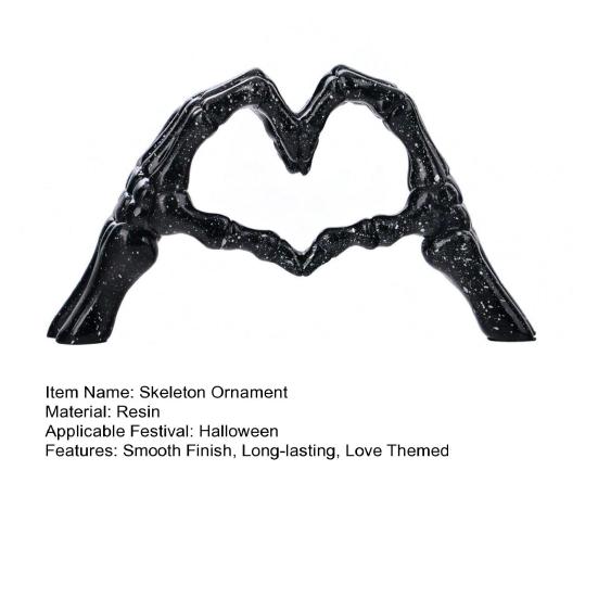 Skeleton Hands Heart Sculpture Gothic Love Gesture Statue Resin Heart Shape Skeleton Finger Gesture Figurine for Halloween Home Decor Gift