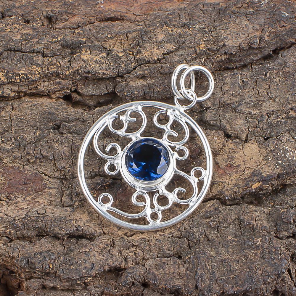 London Blautopas Edelstein Silberschmuck, 925 massiv Sterlingsilber Anhänger, handgefertigter Meditationsschmuck Geschenk für sie