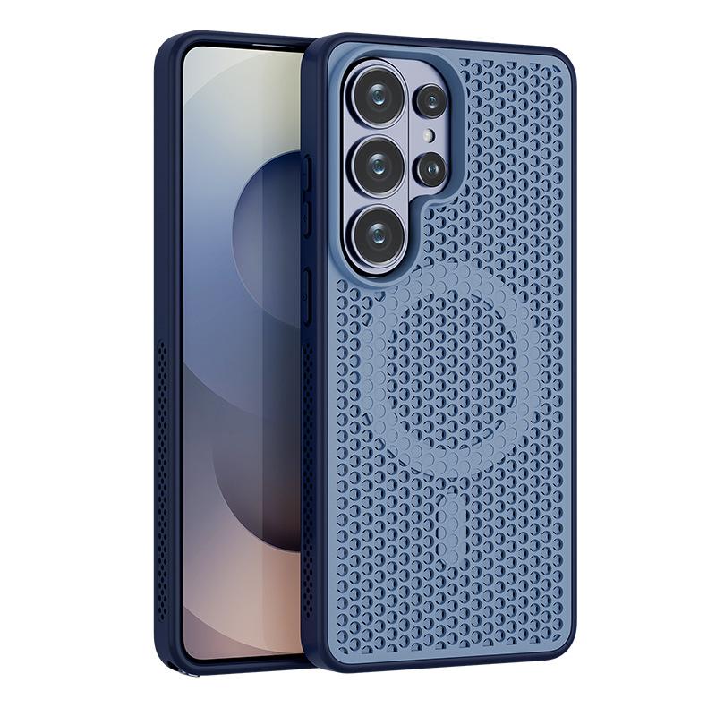 Applicable to Samsung S26Ultra two-color magnetic suction cooling mobile phone case S25Ultra breathable S24Ultra protective case