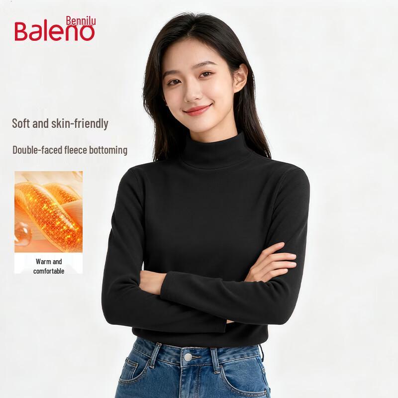 Baleno Women's Plush Half-Turtleneck Thermal Long Sleeve Tee