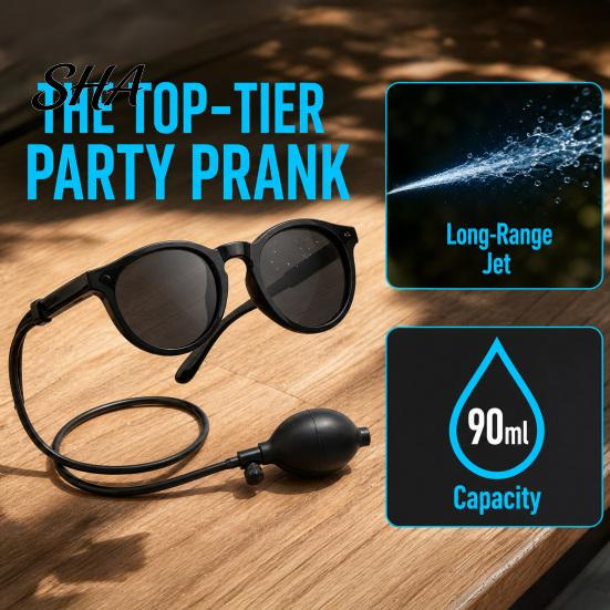 Novelty Water Spray Glasses Prank Glasses, Funny Squirt Sunglasses with 90ml Refillable Reservoir, Hidden Sprayer for Adults Summer Party Beach