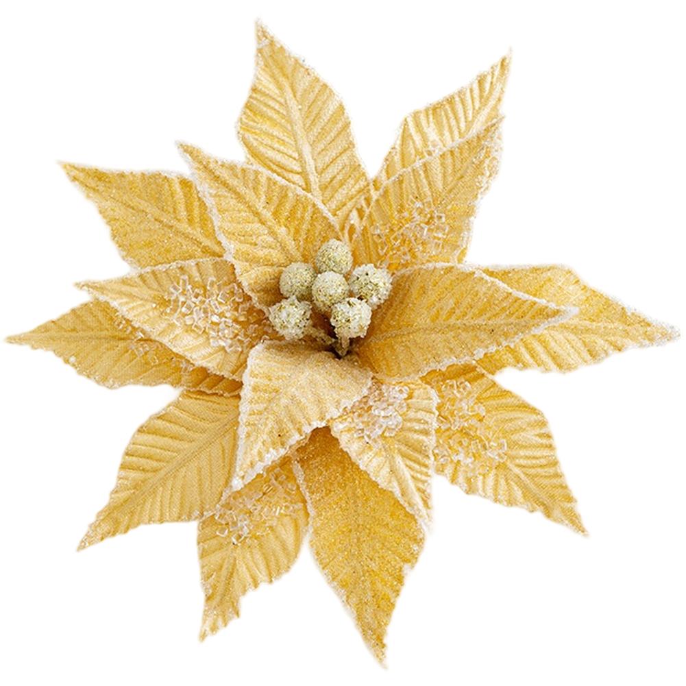 Velvet Christmas simulation flower decoration with frosted petals for holiday tree DIY crafting and seasonal festive displays