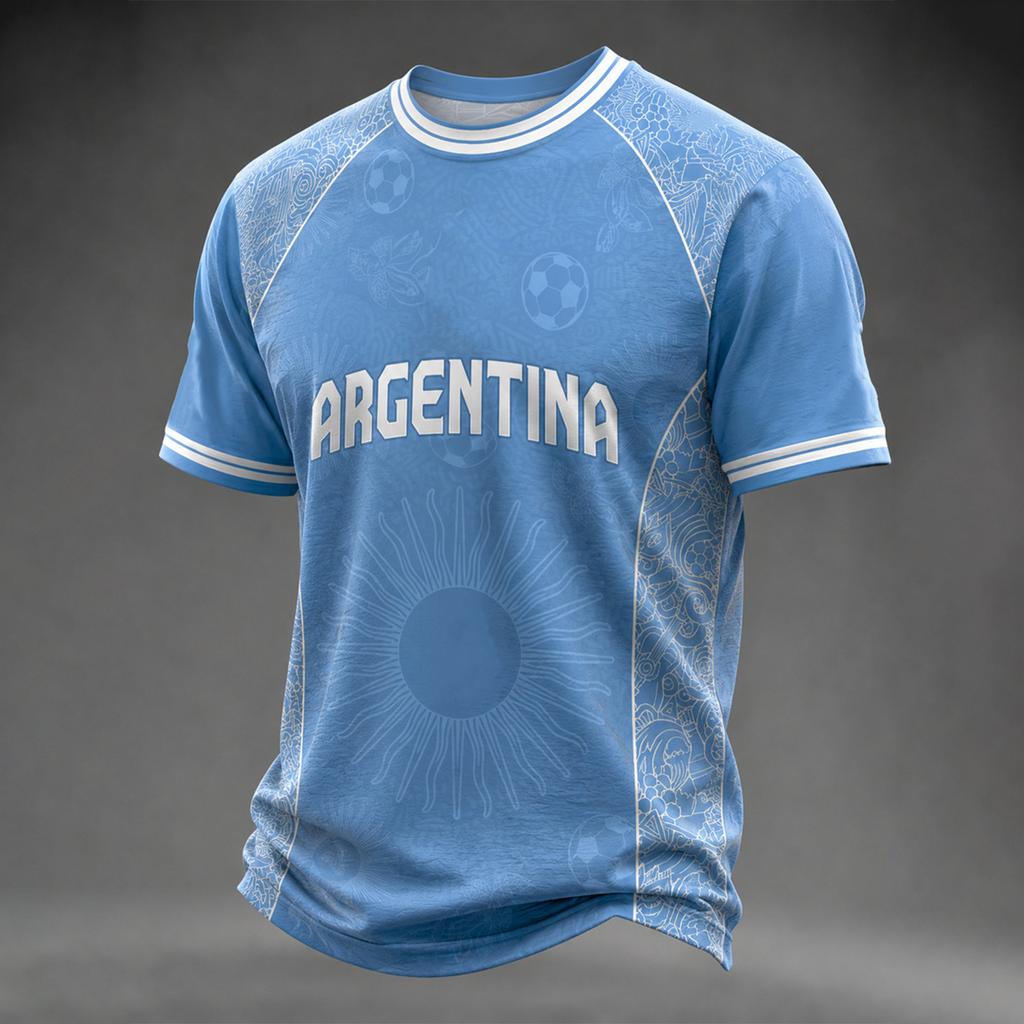 T-shirt décontracté à manches courtes avec imprimé lettres pour homme - Argentine