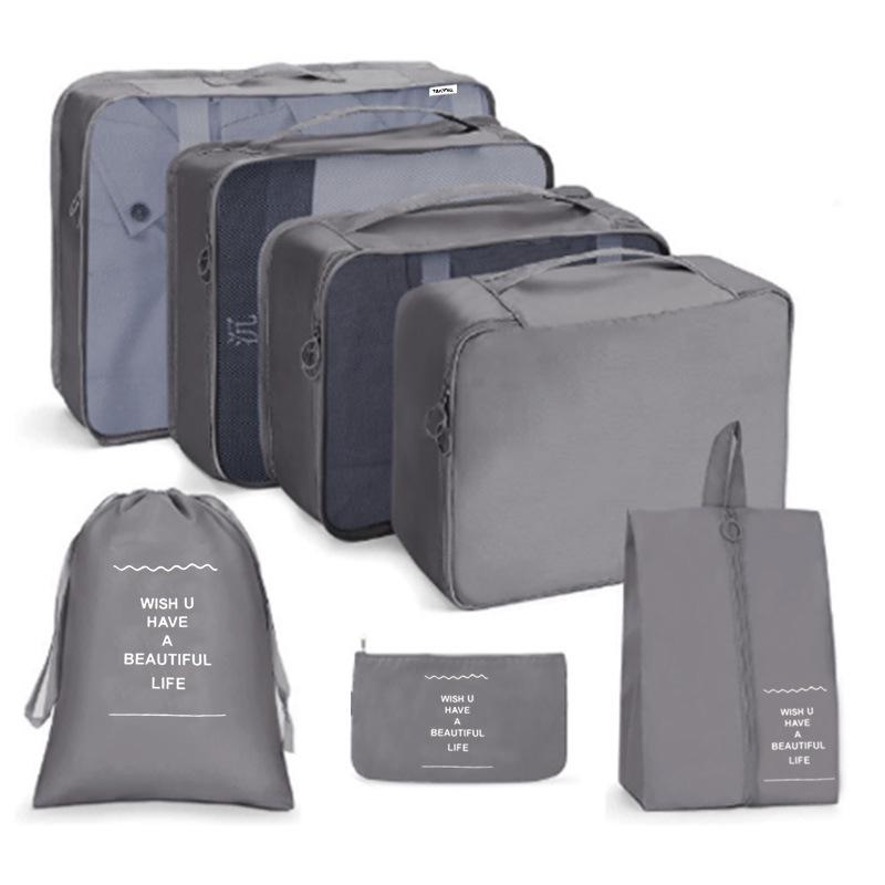 Seven-Piece Travel Storage Set: Digital, Toiletries, Cosmetics, Refillable Bottles, Clothes & Shoes Organizer Bags