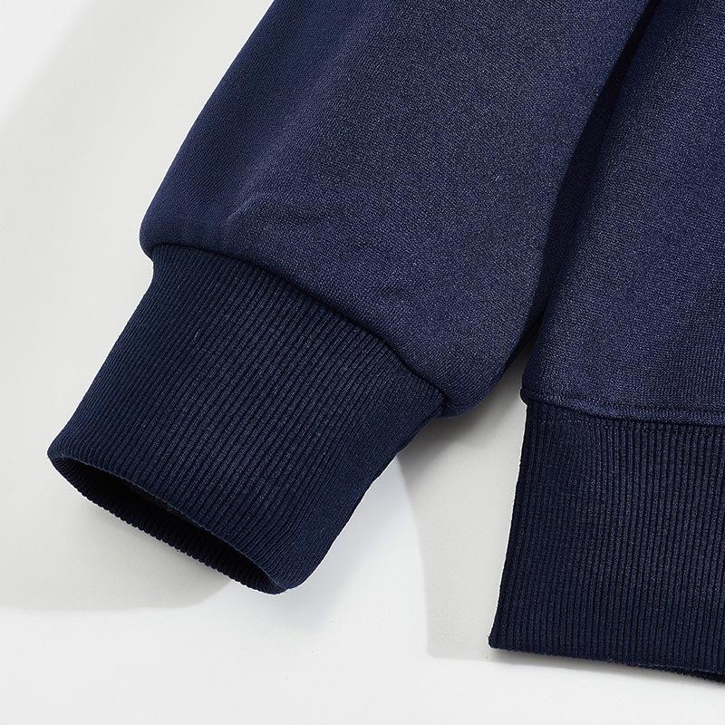 Zimní polstrovaný svetr se stojáčkem na poloviční zip pánský těžký ležérní barevně blokovaný s kapsami volný ležérní těžký svetr