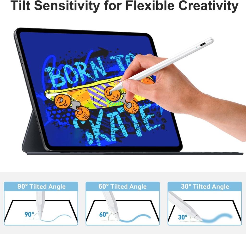 Stylus Pen For iPad Pencil 11th A16 Generation, Apple Pencil Palm Rejection & Tilt Sensitivity, Compatible 2018-2025 iPad6-10th