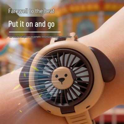 Portable Rechargeable Mini Puppy Wristwatch Fan – Cute Summer Handheld Fan for Students