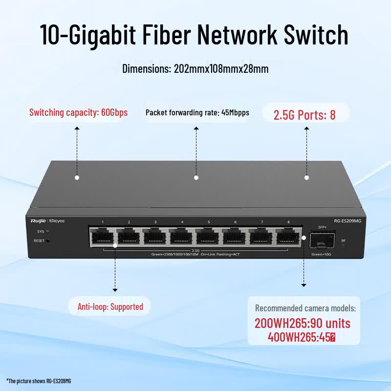 Ruijie RG-ES209MG 8-Port 2.5G Managed Network Switch