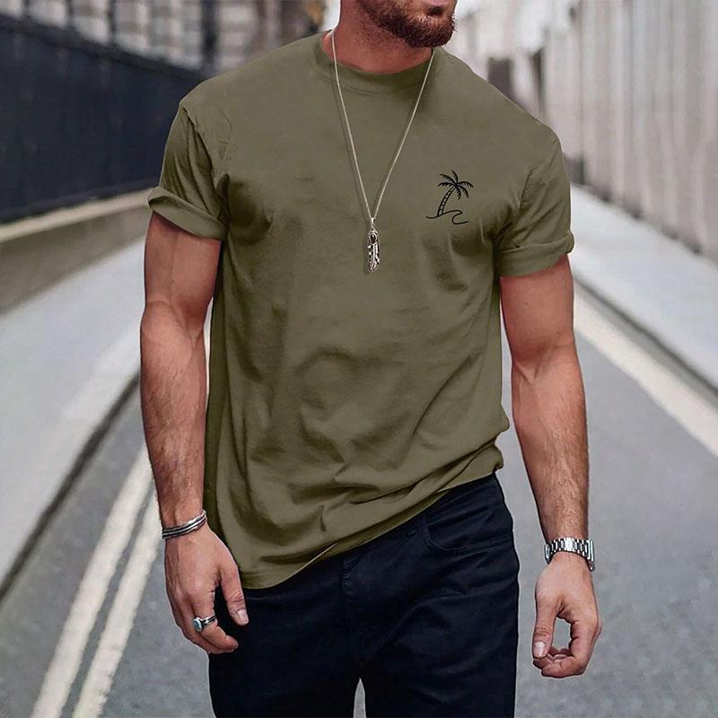 New Pure Black Men's Short-sleeved T-shirt Simple Letters Printed Round Neck T-shirt Street Casual Temperament Men's Tops