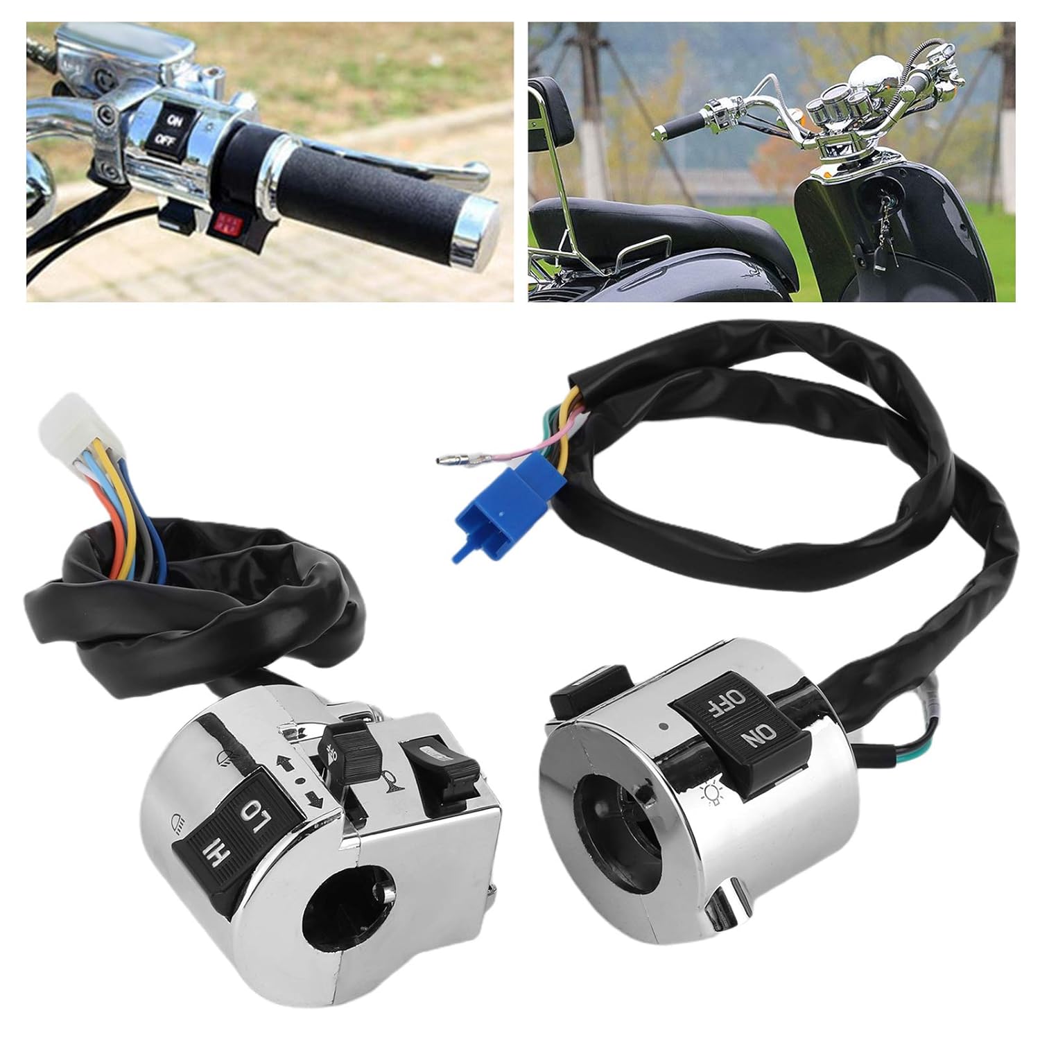 1 Pair Universal Motorcycle Handlebar Switch Control Button for Turn Headlight Horn 25mm Combination Switch