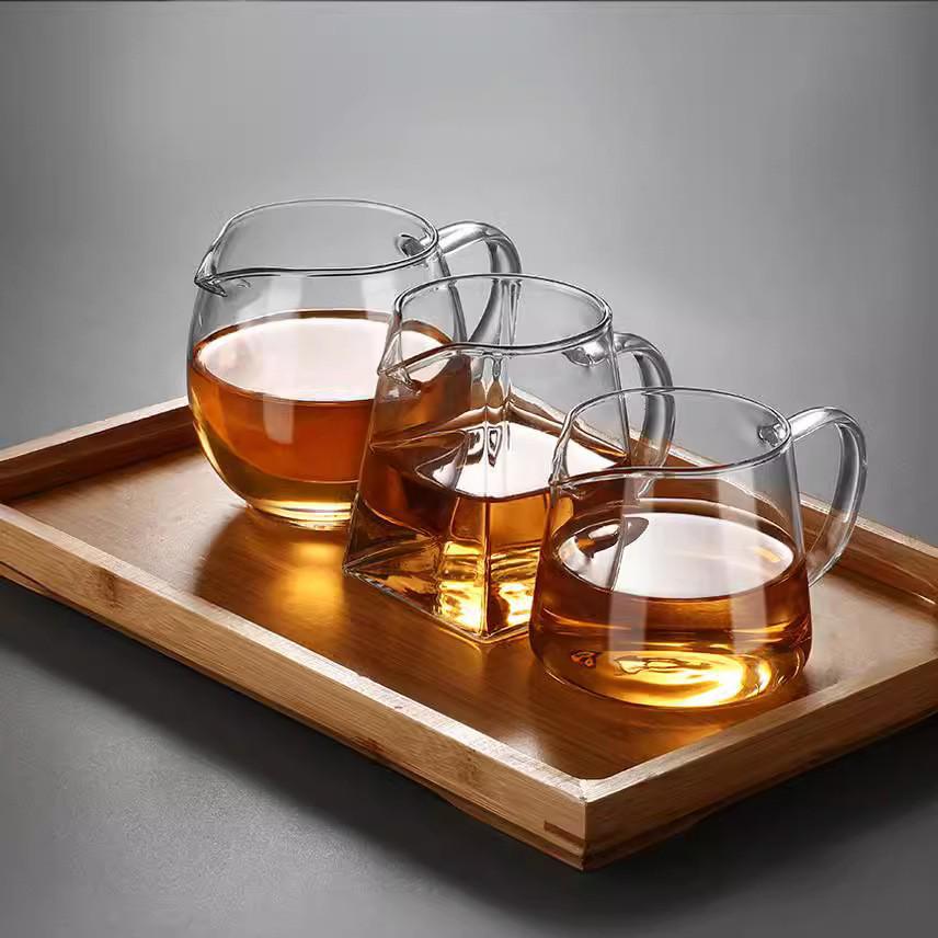 Square Glass Teapot Set with Stainless Steel Filter - Kung Fu Style Tea Dispenser and Fairness Cup for Household Use.