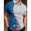 Men'S Polo Shirt Men'S Casual Short Sleeve Lapel T-Shirt 3D Printed Short Sleeve Zipper Polo