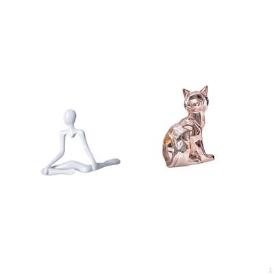 Creative Abstract Thinker Cat Statue Decorative Figurine Unique Animal Sculpture Art Craft Ornament