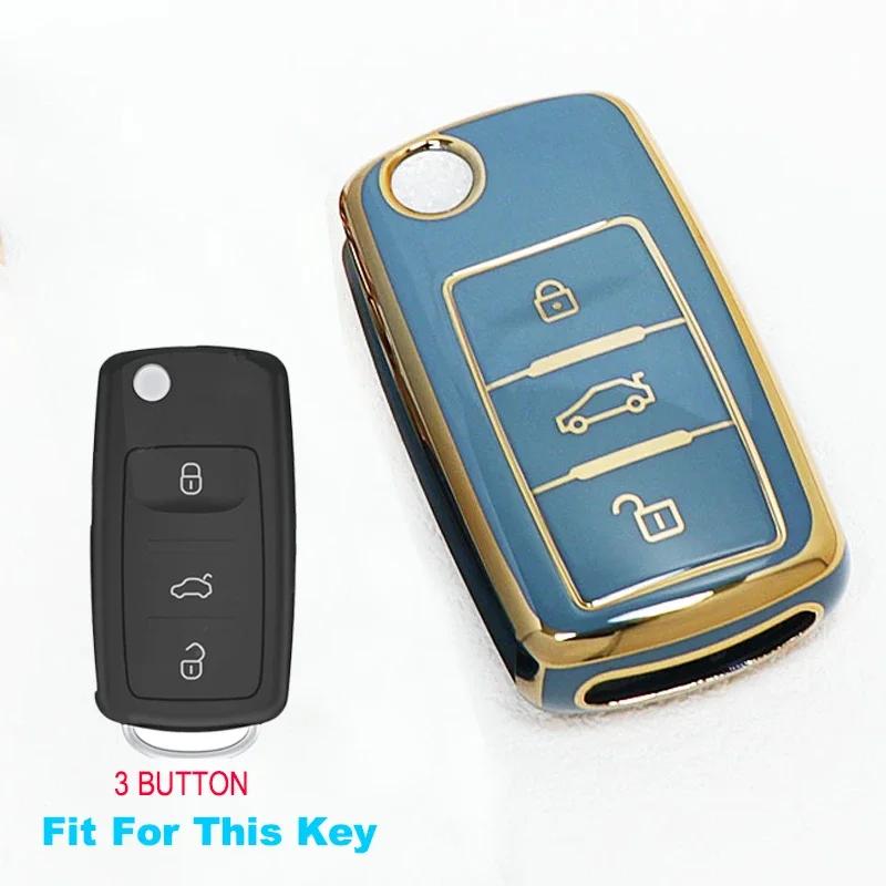 Módní obal na klíč od auta Plný kryt TPU Pro Volkswagen Pro VW Bora Polo Tiguan Jetta Passat B5 B6 B7 Golf Beetle pro Škoda Octavia