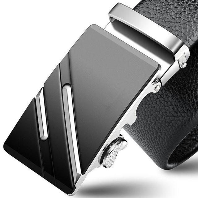 Genuine Leather Men's Simple Belt Fashion Designer Business New Belt Jaguar Pattern Decorative Alloy Automatic Buckle