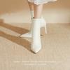 Pointed Toe High Heel Small Booties Women's 2025 New Fall/Winter French Stiletto Heel Mid-Tube Stretch Skinny Boots