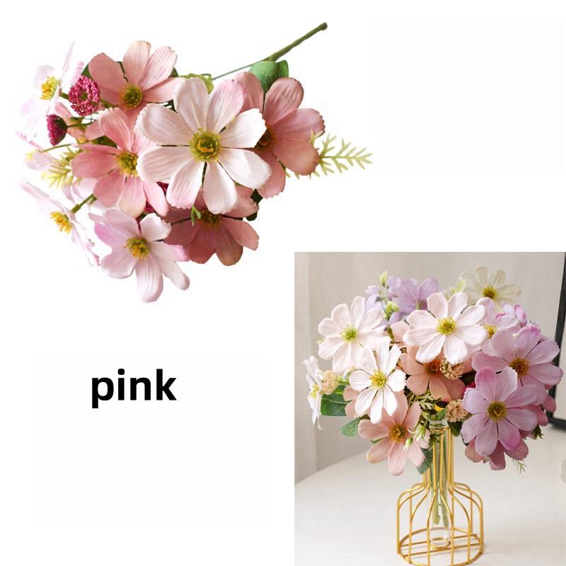 Small Fresh Natural Wind Simulation Flower Daisy Princess Persimmon Home Decoration Flower Arrangement Ornaments  Arrangements Photography Props