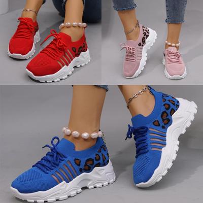 Damskie Trampki Buty Sportowe do Biegania Buty do Chodzenia Dzianina Siateczka Oddychające Panterka Buty do Joggingu