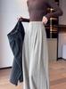 Women's Striped Wide-Leg Pants, Spring/Autumn 2026: Slimming High-Waisted, Floor-Length Drapey Casual Suit.