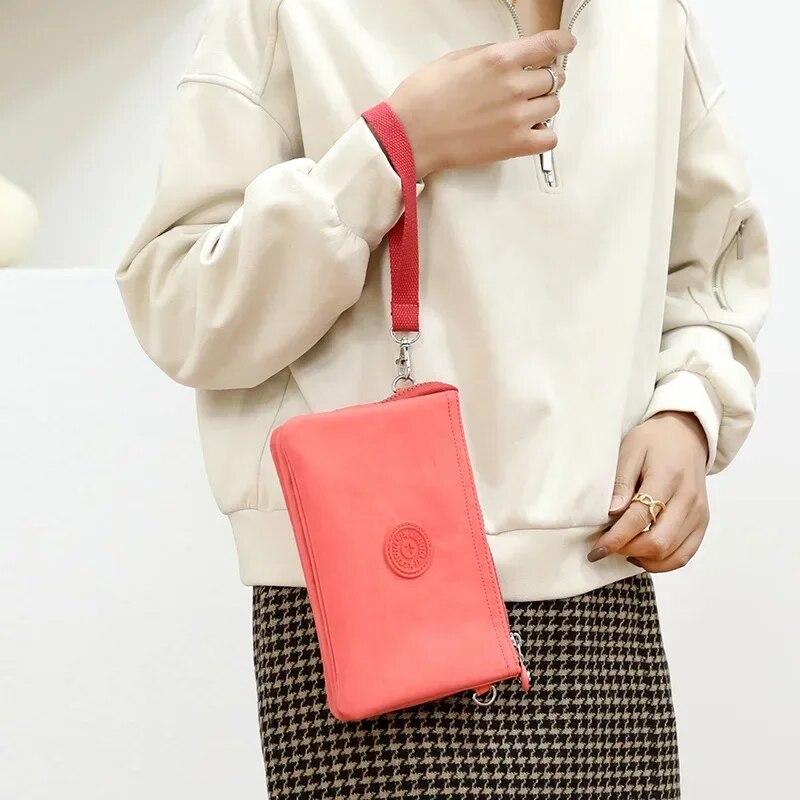 Casual Nylon Canvas Coin Money Organizer Bags for Women Multilayer Wallet Portable Phone Toiletry Keys Storage Handbag Wrist Bag