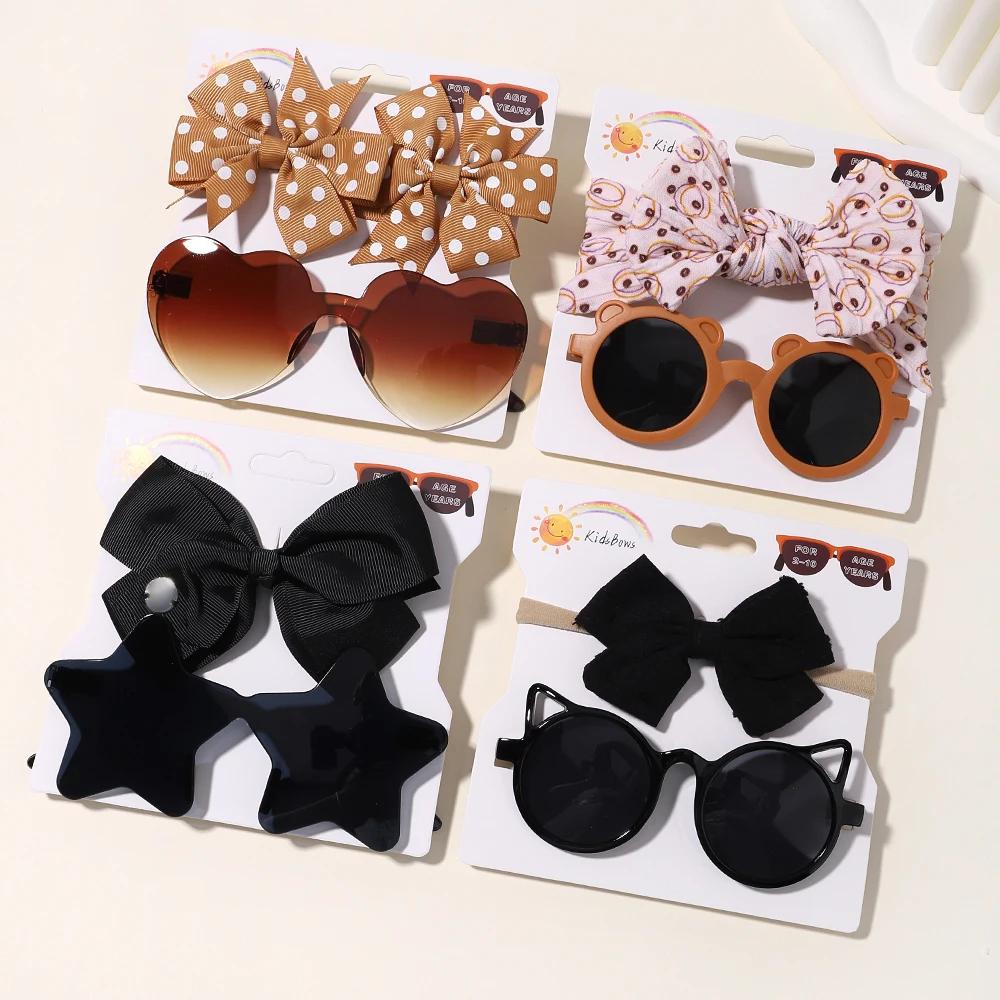 4Pack/Lot Baby Hairpins Summer Sunglasses Set Lovely Kids Hair Clips Summer Colorful Sunshade Glasses Girls Hair Accessories Quality