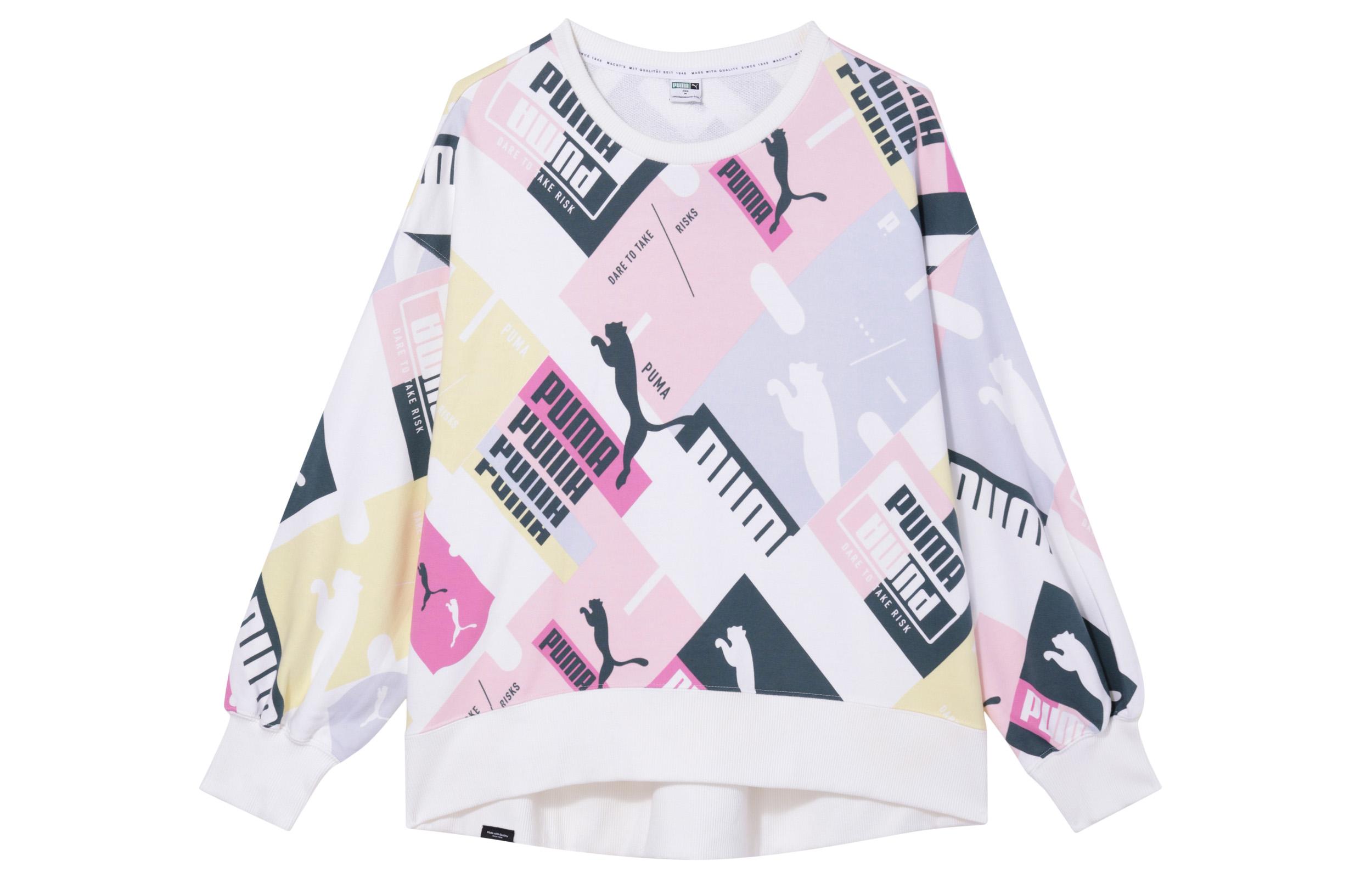 PUMA Sweatshirts Women s White Crew Neck Moderate Regular 535348-52 L