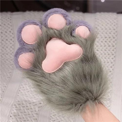 Kawaii Furry Cat Claw Gloves Fox Paws Bird Wings Faux Fur Costume Accessories Mittens For Halloween Creative Cosplay