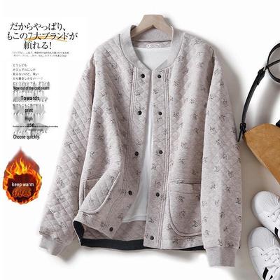 2024 Autumn/Winter Women's Plus Size Quilted Printed Cardigan Jacket