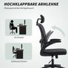 Office Chair, Ergonomic Desk Chair with Flip-Up Armrests, Adjustable Lumbar Support, Black