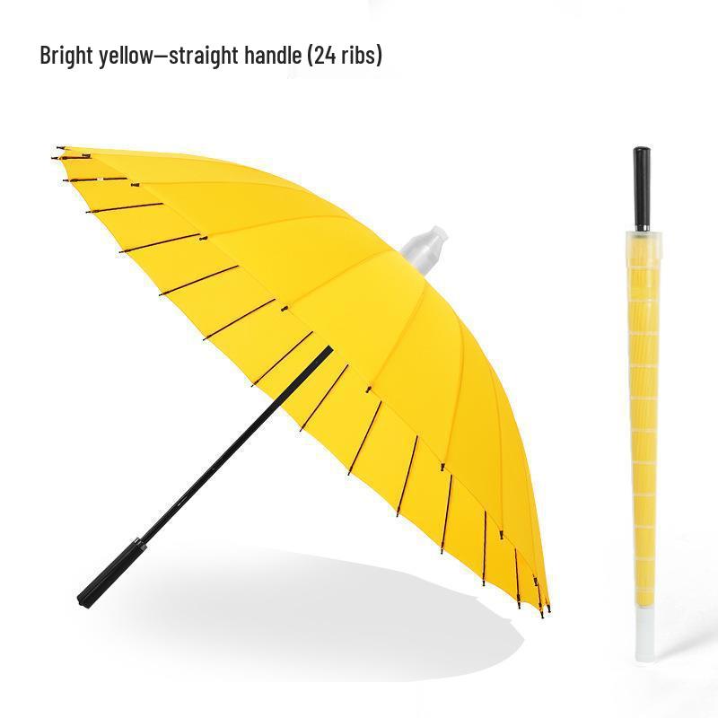 Rainbow 24-Rib Windproof Dual-Use Umbrella - Business, Sunny & Rainy Shade, Double Person, Straight Handle, Sun Protection.