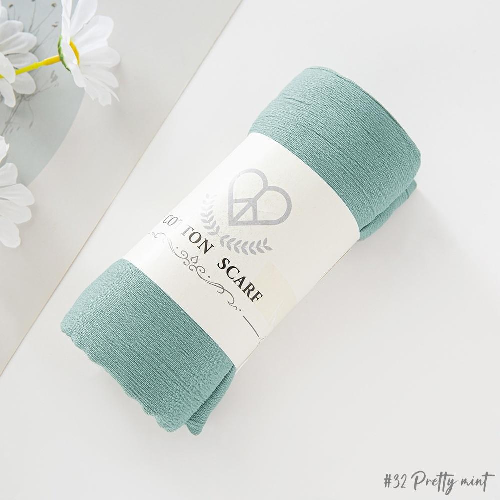 Fancy Fine Pleated Rayon Cotton Scarves Micro Crinkle Soft Cotton Long Shawl Factory Hemming Cheap Price Hijab