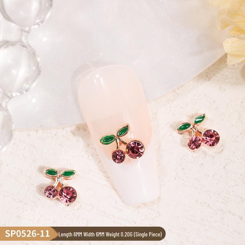 3D Cherry & Fruit Alloy Nail Art Rhinestones - Red, Pink, White Decorations